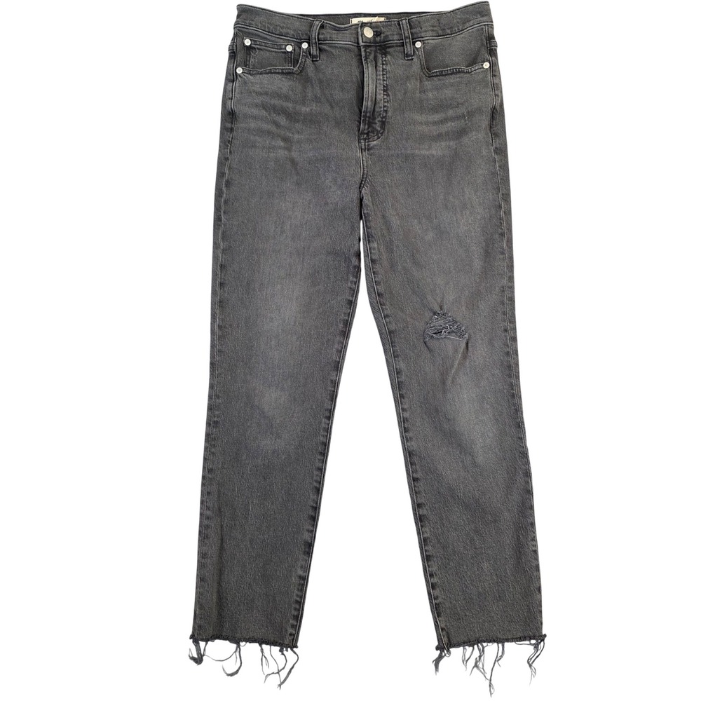Madewell The Perfect Vintage Jean High Rise Distressed Faded Black NA922 Size 29